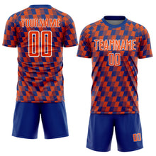 Load image into Gallery viewer, Custom Royal Orange-White Line Sublimation Soccer Uniform Jersey