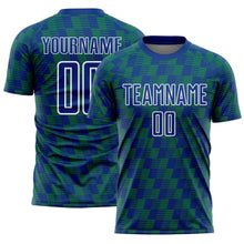 Load image into Gallery viewer, Custom Royal Kelly Green-White Line Sublimation Soccer Uniform Jersey