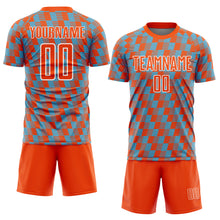 Load image into Gallery viewer, Custom Orange Sky Blue-White Line Sublimation Soccer Uniform Jersey