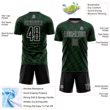 Load image into Gallery viewer, Custom Black Green-White Line Sublimation Soccer Uniform Jersey