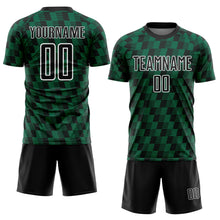 Load image into Gallery viewer, Custom Black Kelly Green-White Line Sublimation Soccer Uniform Jersey