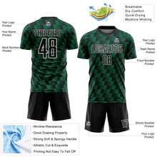 Load image into Gallery viewer, Custom Black Kelly Green-White Line Sublimation Soccer Uniform Jersey