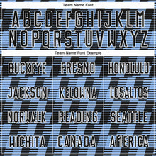 Load image into Gallery viewer, Custom Black Light Blue-White Line Sublimation Soccer Uniform Jersey