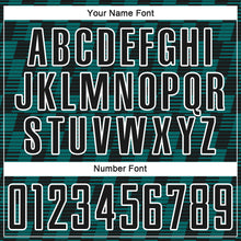 Load image into Gallery viewer, Custom Black Teal-White Line Sublimation Soccer Uniform Jersey