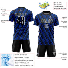 Load image into Gallery viewer, Custom Black Thunder Blue-White Line Sublimation Soccer Uniform Jersey