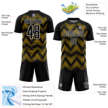 Load image into Gallery viewer, Custom Black Yellow-White Line Sublimation Soccer Uniform Jersey