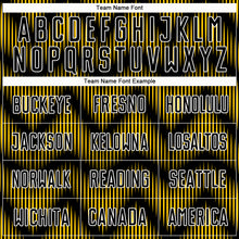 Load image into Gallery viewer, Custom Black Yellow-White Line Sublimation Soccer Uniform Jersey