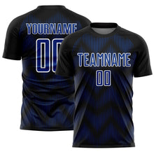 Load image into Gallery viewer, Custom Black Royal-White Line Sublimation Soccer Uniform Jersey