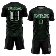 Load image into Gallery viewer, Custom Black Green-White Line Sublimation Soccer Uniform Jersey