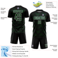 Load image into Gallery viewer, Custom Black Green-White Line Sublimation Soccer Uniform Jersey