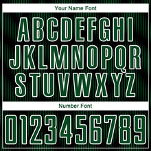 Load image into Gallery viewer, Custom Black Green-White Line Sublimation Soccer Uniform Jersey