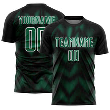 Load image into Gallery viewer, Custom Black Kelly Green-White Line Sublimation Soccer Uniform Jersey