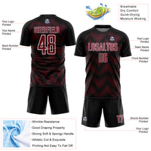Load image into Gallery viewer, Custom Black Crimson-White Line Sublimation Soccer Uniform Jersey