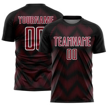 Load image into Gallery viewer, Custom Black Crimson-White Line Sublimation Soccer Uniform Jersey
