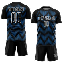 Load image into Gallery viewer, Custom Black Powder Blue-White Line Sublimation Soccer Uniform Jersey