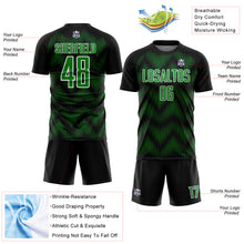 Load image into Gallery viewer, Custom Black Grass Green-White Line Sublimation Soccer Uniform Jersey