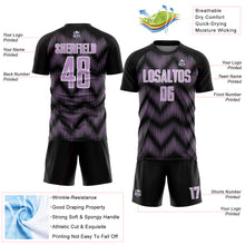 Load image into Gallery viewer, Custom Black Light Purple-White Line Sublimation Soccer Uniform Jersey