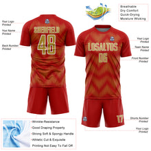 Load image into Gallery viewer, Custom Red Old Gold-White Line Sublimation Soccer Uniform Jersey