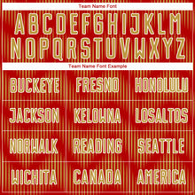 Load image into Gallery viewer, Custom Red Old Gold-White Line Sublimation Soccer Uniform Jersey