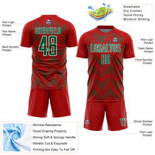 Load image into Gallery viewer, Custom Red Kelly Green-White Line Sublimation Soccer Uniform Jersey
