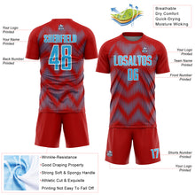Load image into Gallery viewer, Custom Red Sky Blue-White Line Sublimation Soccer Uniform Jersey
