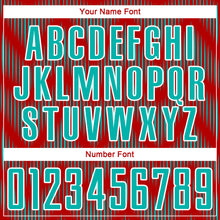 Load image into Gallery viewer, Custom Red Aqua-White Line Sublimation Soccer Uniform Jersey