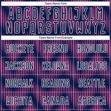 Load image into Gallery viewer, Custom Navy Pink-White Line Sublimation Soccer Uniform Jersey