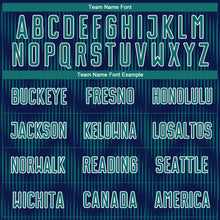 Load image into Gallery viewer, Custom Navy Teal-White Line Sublimation Soccer Uniform Jersey