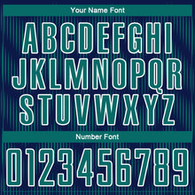 Load image into Gallery viewer, Custom Navy Teal-White Line Sublimation Soccer Uniform Jersey