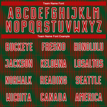 Load image into Gallery viewer, Custom Green Red-White Line Sublimation Soccer Uniform Jersey