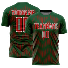 Load image into Gallery viewer, Custom Green Red-White Line Sublimation Soccer Uniform Jersey