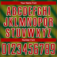 Load image into Gallery viewer, Custom Green Red-Gold Line Sublimation Soccer Uniform Jersey