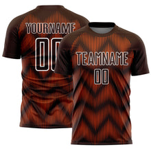 Load image into Gallery viewer, Custom Brown Orange-White Line Sublimation Soccer Uniform Jersey