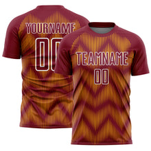 Load image into Gallery viewer, Custom Crimson Gold-White Line Sublimation Soccer Uniform Jersey