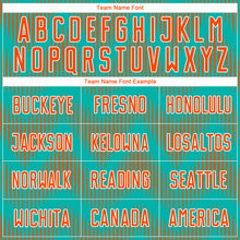 Load image into Gallery viewer, Custom Aqua Orange-White Line Sublimation Soccer Uniform Jersey