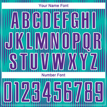 Load image into Gallery viewer, Custom Aqua Purple-White Line Sublimation Soccer Uniform Jersey