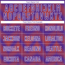 Load image into Gallery viewer, Custom Purple Orange-White Line Sublimation Soccer Uniform Jersey