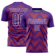 Load image into Gallery viewer, Custom Purple Orange-White Line Sublimation Soccer Uniform Jersey