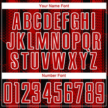 Load image into Gallery viewer, Custom Black Red-White Abstract Network Sublimation Soccer Uniform Jersey