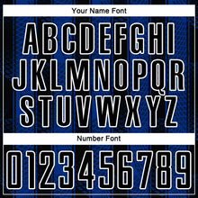 Load image into Gallery viewer, Custom Black Royal-White Abstract Network Sublimation Soccer Uniform Jersey