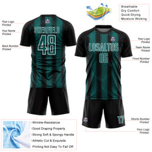 Load image into Gallery viewer, Custom Black Teal-White Abstract Network Sublimation Soccer Uniform Jersey