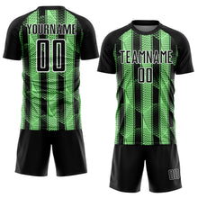 Load image into Gallery viewer, Custom Black Pea Green-White Abstract Network Sublimation Soccer Uniform Jersey