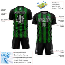 Load image into Gallery viewer, Custom Black Grass Green-White Abstract Network Sublimation Soccer Uniform Jersey