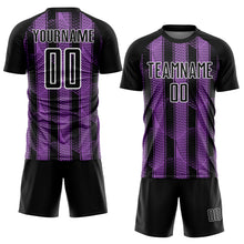 Load image into Gallery viewer, Custom Black Medium Purple-White Abstract Network Sublimation Soccer Uniform Jersey