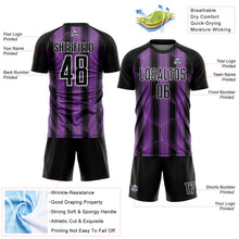 Load image into Gallery viewer, Custom Black Medium Purple-White Abstract Network Sublimation Soccer Uniform Jersey