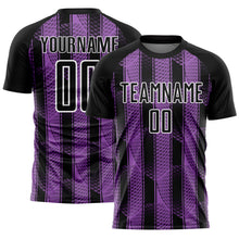 Load image into Gallery viewer, Custom Black Medium Purple-White Abstract Network Sublimation Soccer Uniform Jersey