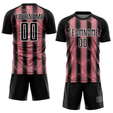 Load image into Gallery viewer, Custom Black Medium Pink-White Abstract Network Sublimation Soccer Uniform Jersey