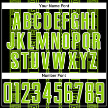 Load image into Gallery viewer, Custom Black Neon Green-White Geometric Shape Sublimation Soccer Uniform Jersey