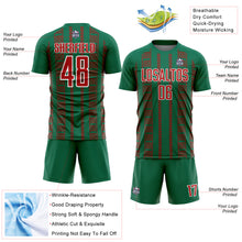 Load image into Gallery viewer, Custom Kelly Green Red-White Geometric Shape Sublimation Soccer Uniform Jersey