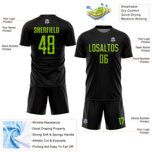Load image into Gallery viewer, Custom Black Neon Green Sublimation Soccer Uniform Jersey